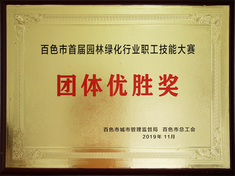 百色市首屆園林綠化行業職工技能大賽 團體優勝獎